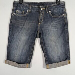 Banana Republic Denim Bermuda Shorts Women's Size 26 Dark‎ Wash Cuffed